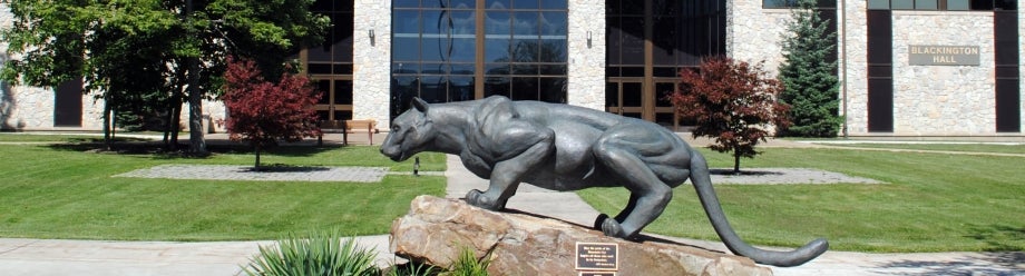 Mountain cat statue on campus