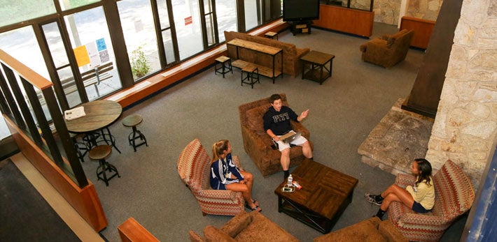 students sitting in residence hall