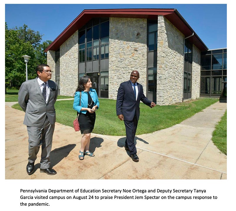 Department of education getting a campus tour from Dr. Jem Spectar