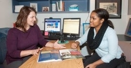 student talking with a counsellor 