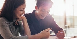 two students studying