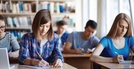 students studying in a classroom