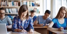 Students studying in a classroom